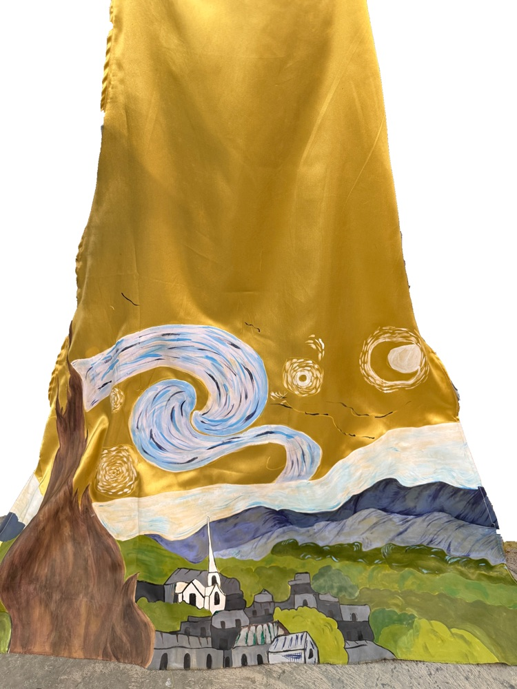 The train of Avila’s dress