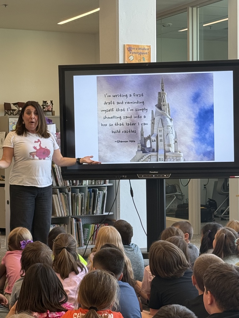 Lauren Kerstein explains the writing process to students.