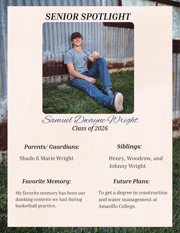 Senior Spotlight- Samuel Wright