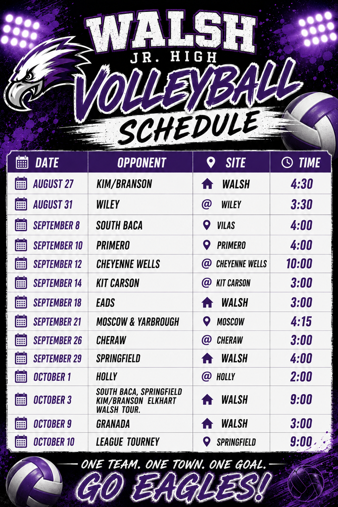 JH Volleyball Schedule