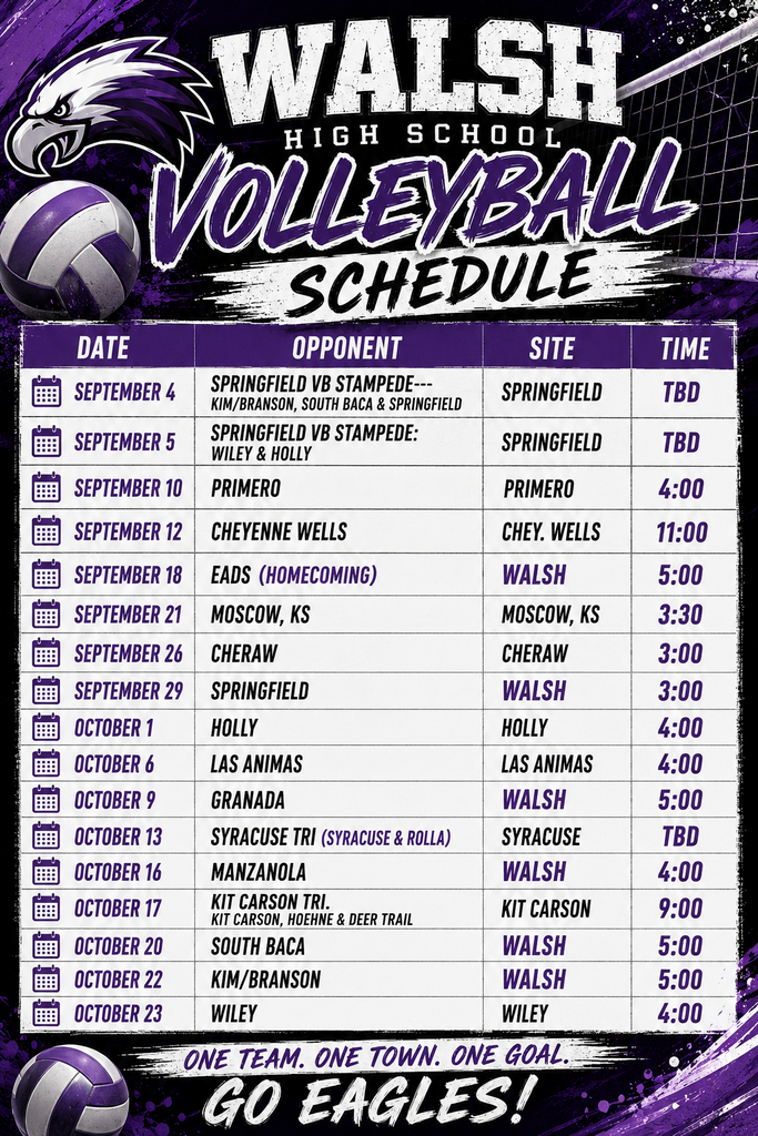 HS Volleyball Schedule