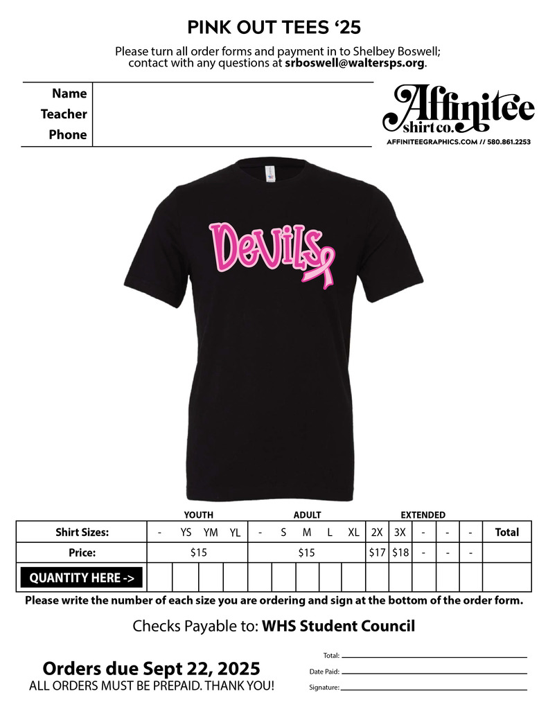 pink shirt order form