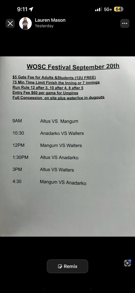 Softball schedule