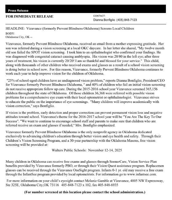 vision screening information