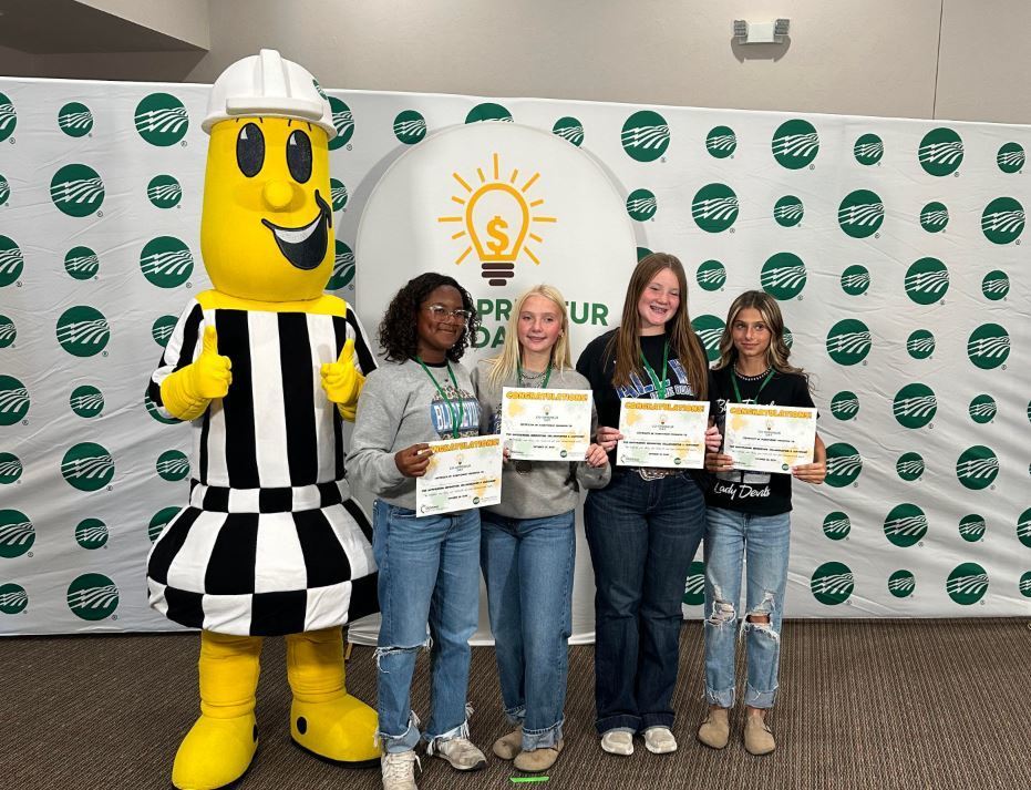 Co-Opreneur Competition 7th Grade team takes 3rd place. Jaycee Estes , Rae Scott, Sadie Mallow, Molly Sturgess