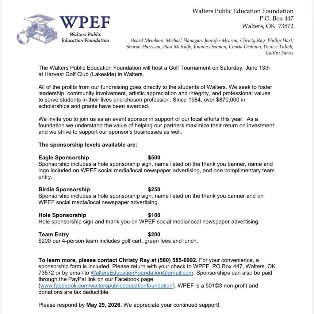 Education Foundation golf tournament