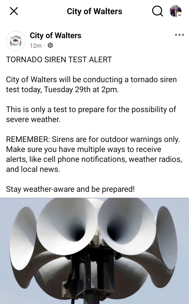 city of walters storm siren