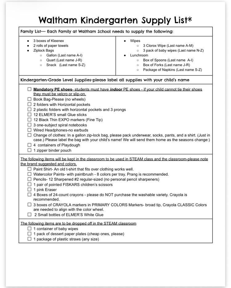 supply list 