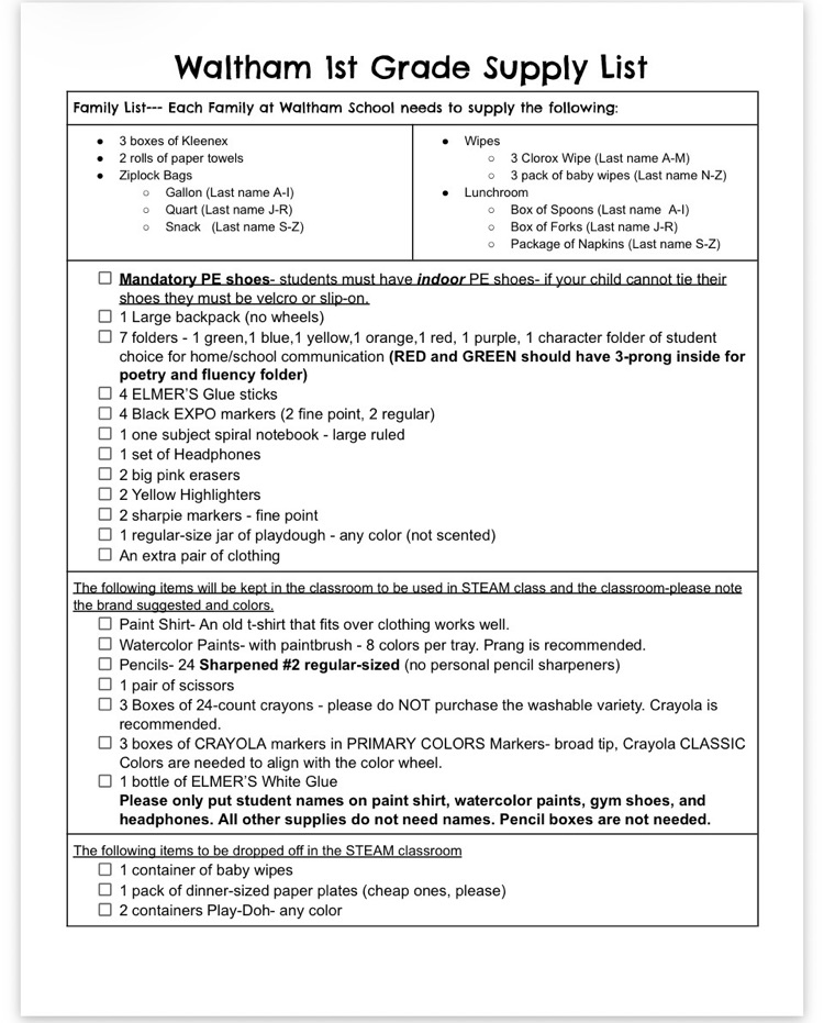 supply list 