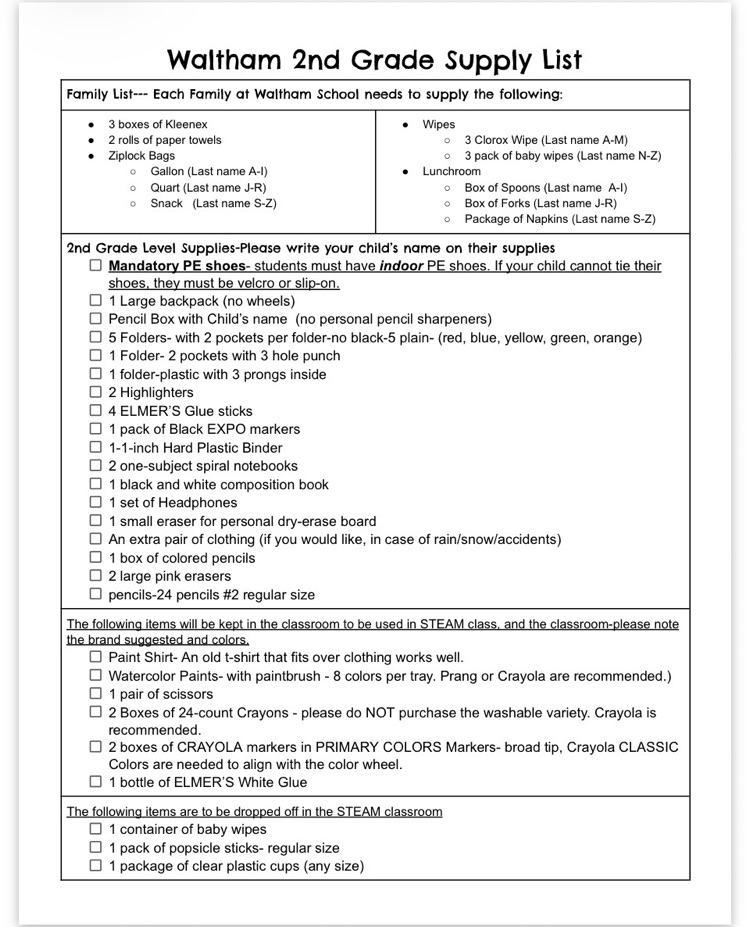 supply list 