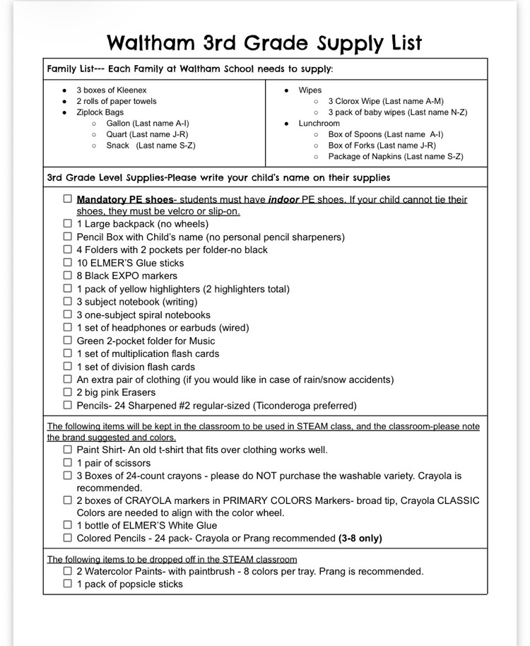 supply list 