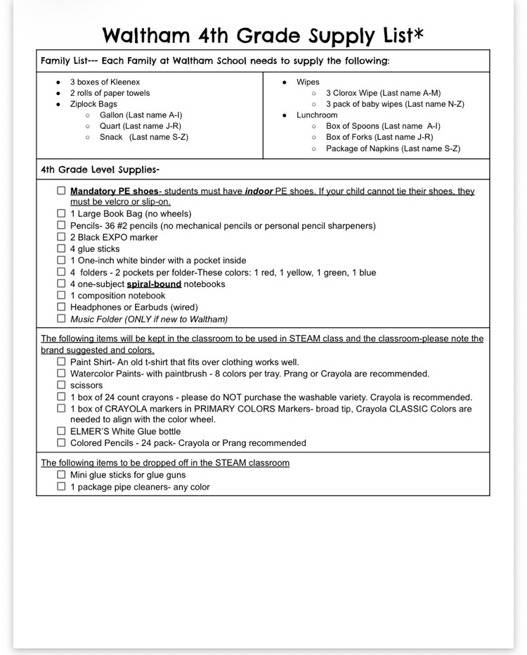 supply list 