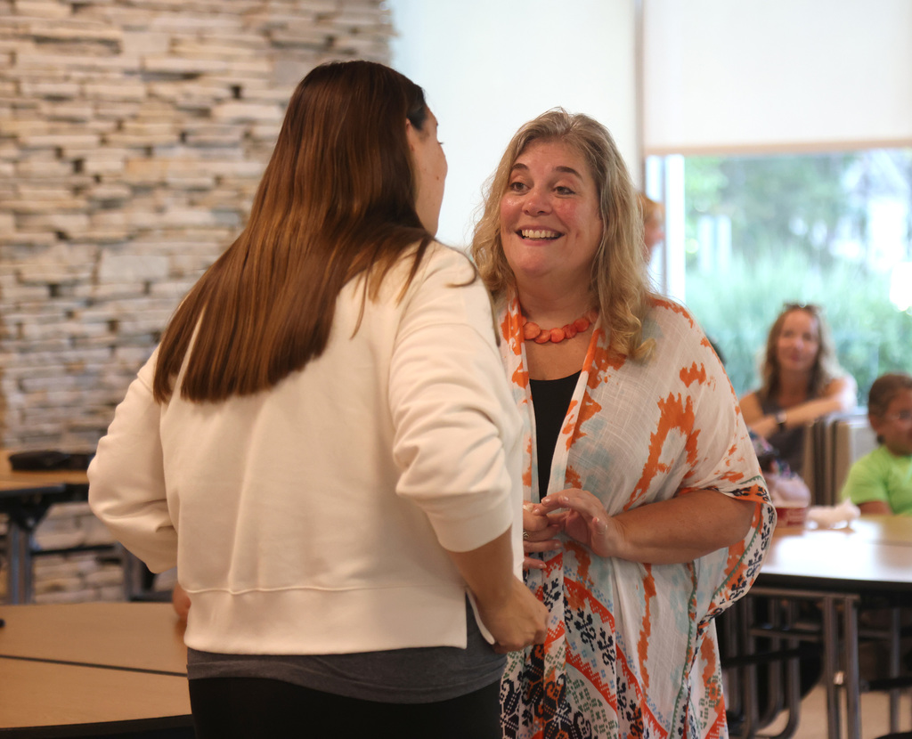 Walton Superintendent Teresa Glavin meets with community and school community members during Monday's Meet the Superintendent Night. 
