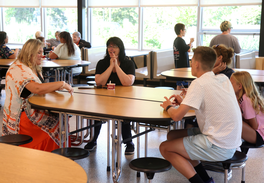 Walton Superintendent Teresa Glavin meets with community and school community members during Monday's Meet the Superintendent Night. 