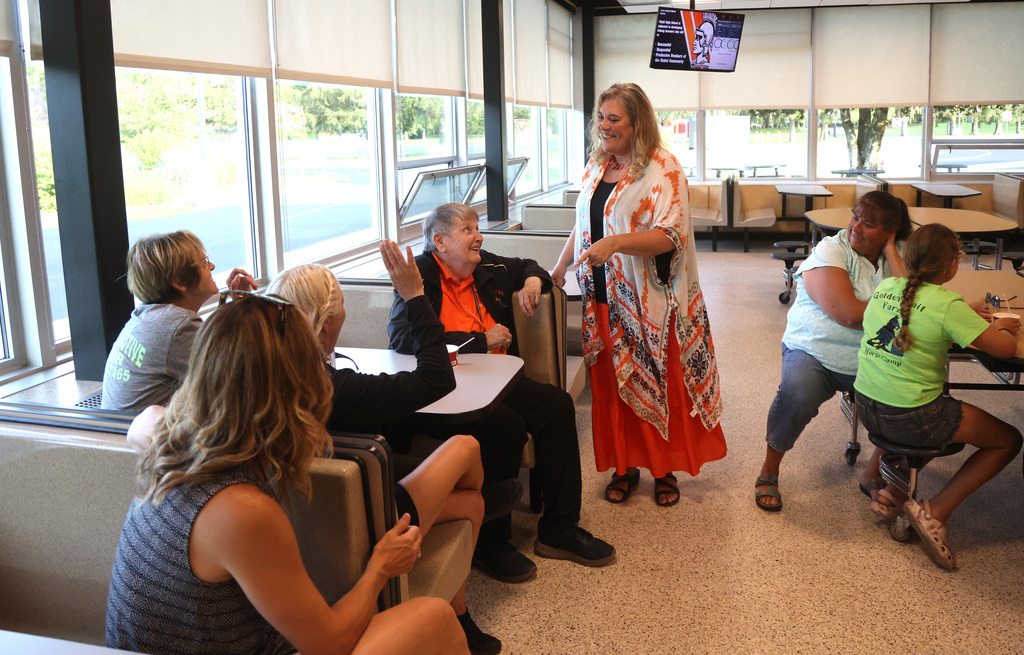 Walton Superintendent Teresa Glavin meets with community and school community members during Monday's Meet the Superintendent Night. 