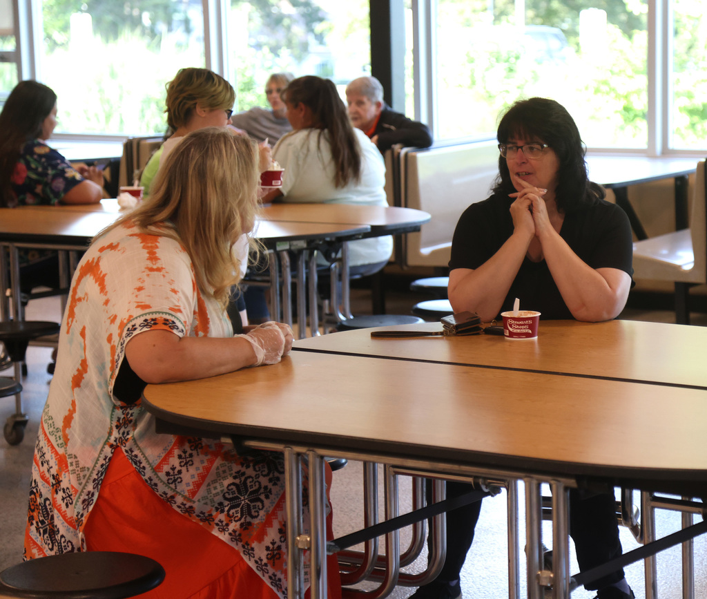 Walton Superintendent Teresa Glavin meets with community and school community members during Monday's Meet the Superintendent Night. 