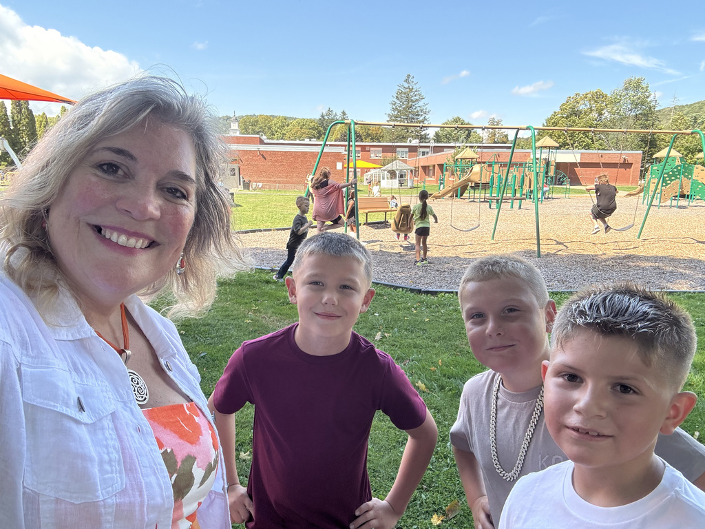 Superintendent Glavin with some students at Townsend Elementary
