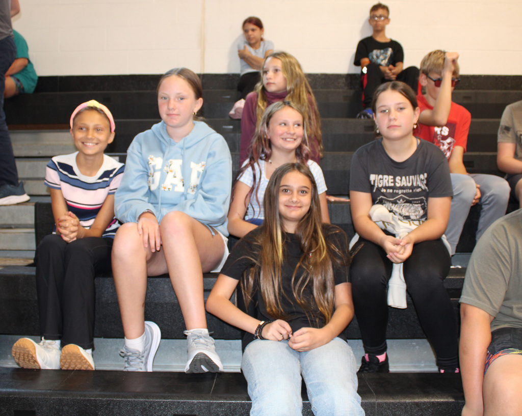 Students taking part in the middle school welcome back assembly