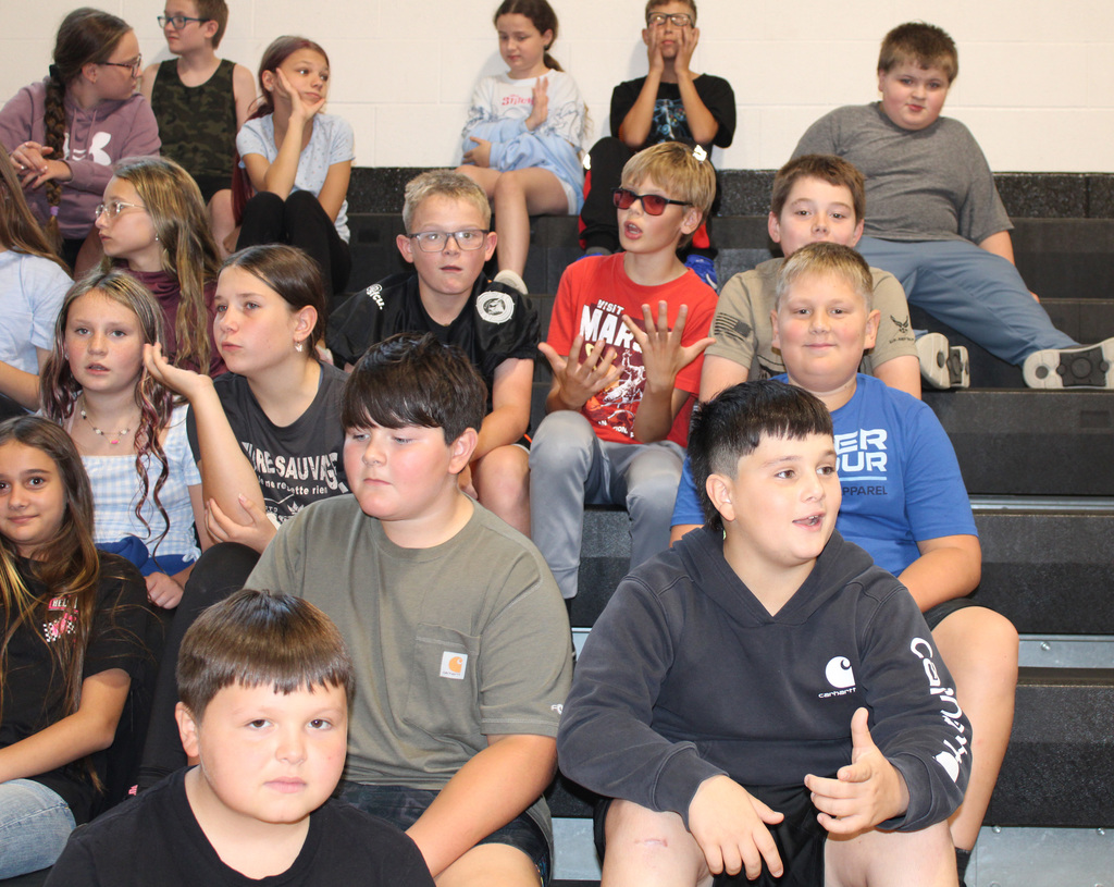 Students taking part in the middle school welcome back assembly