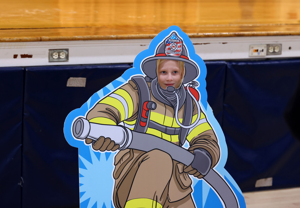 Students taking part in Fire Prevention Week activities at Townsend Elementary. 