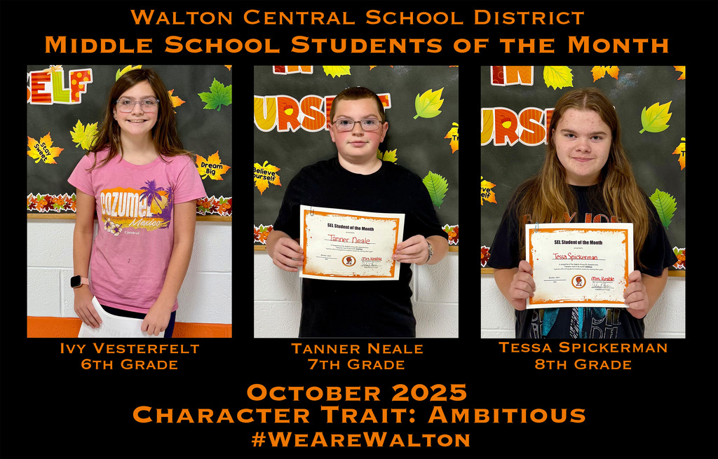 Middle school students of the month for October