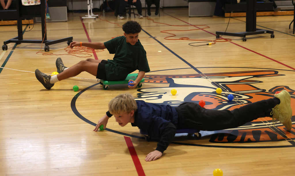 Students taking part in the middle school wellness day activities