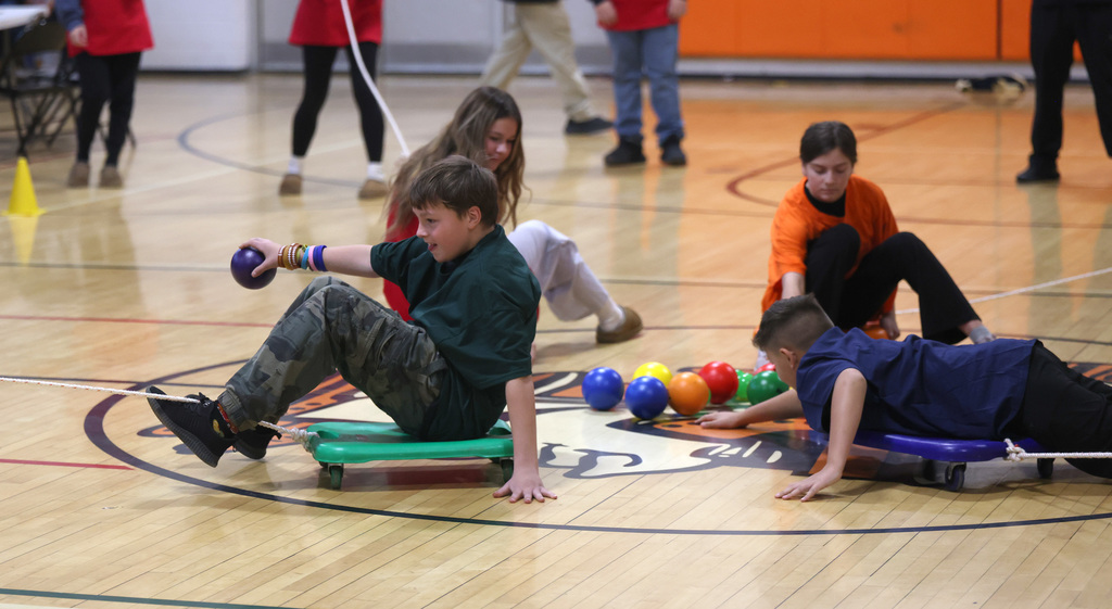 Students taking part in the middle school wellness day activities