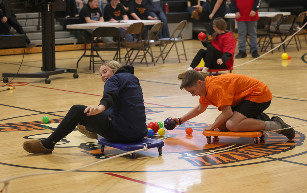 Students taking part in the middle school wellness day activities