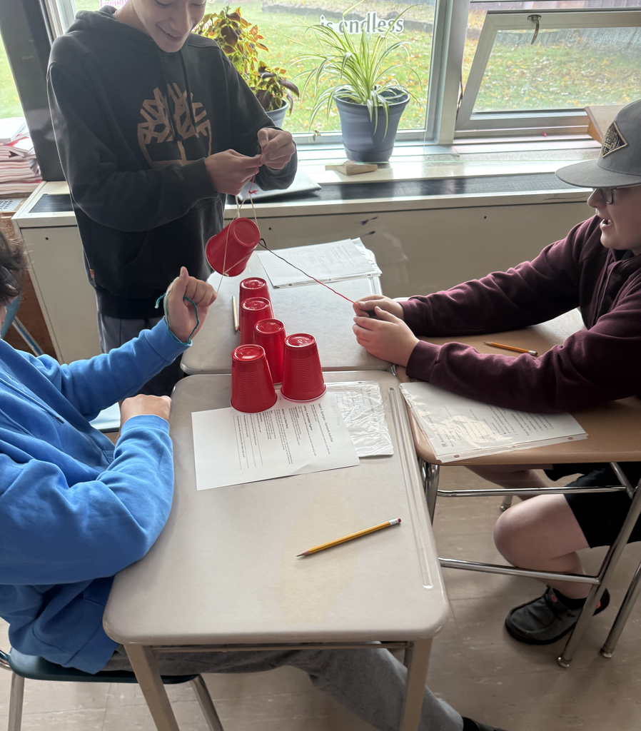 Students taking part in a team-building exercise.