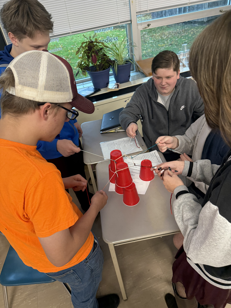 Students taking part in a team-building exercise.