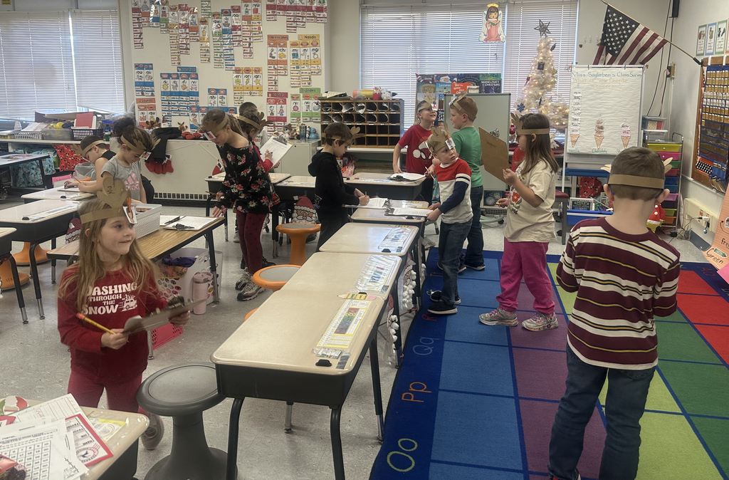 Students taking part in a word game