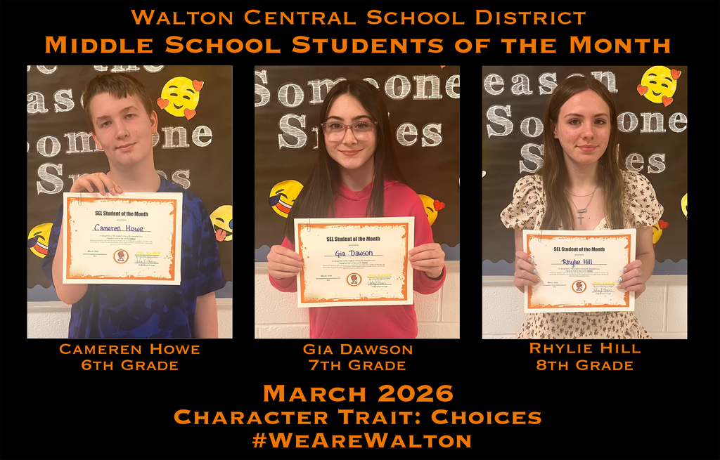March 2026 middle school students of the month graphic