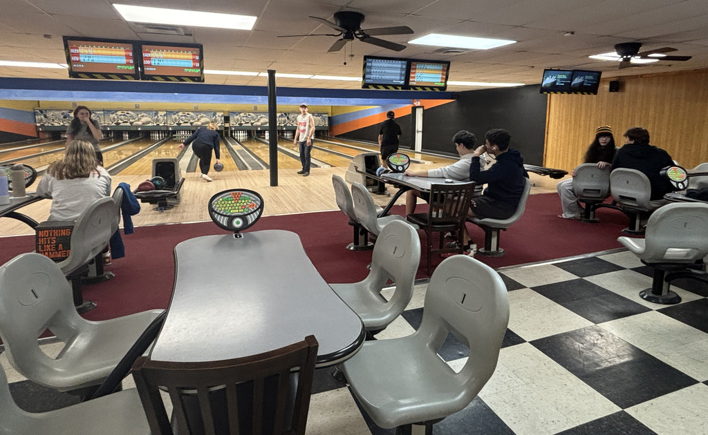 Students at the bowling alley
