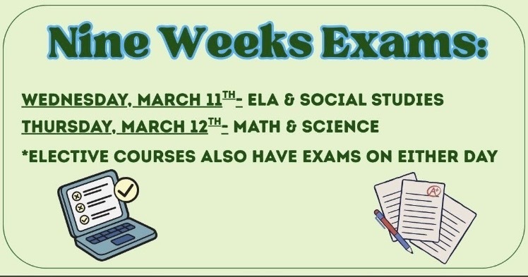 Exams, Early Release & Spring Break