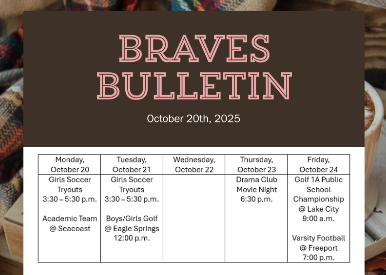 Braves Bulletin - Oct. 20-24, 2025