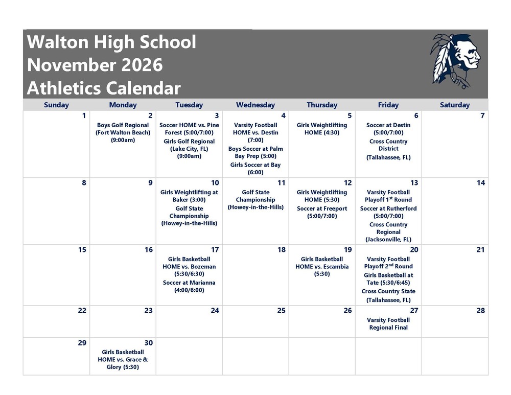 November 2026 Athletics