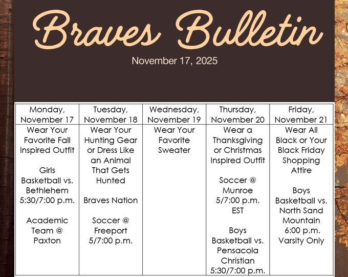 Braves Bulletin 11-17-25