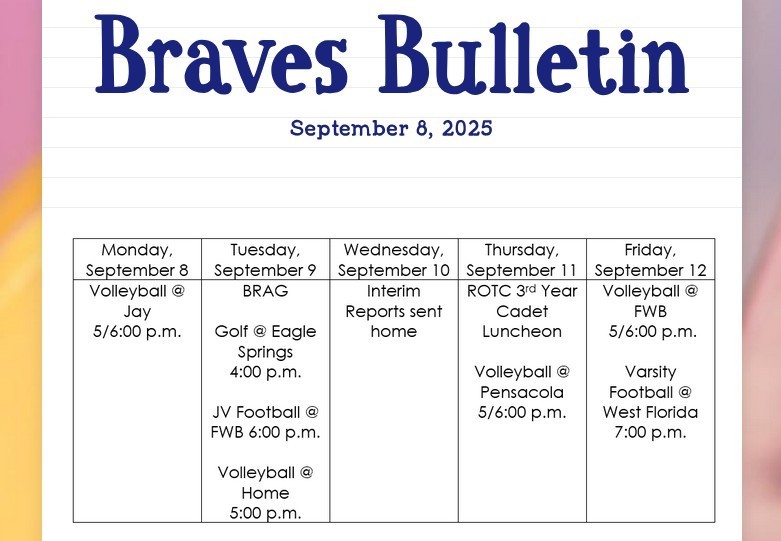 Braves Bulletin 9-8-25