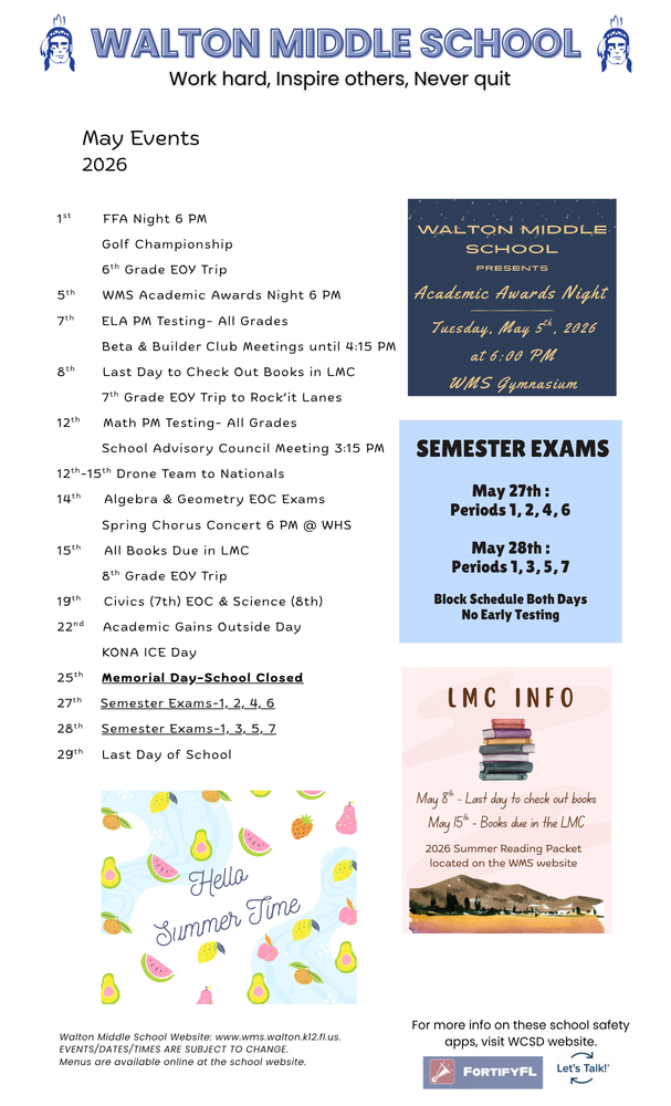 May Calendar of Events