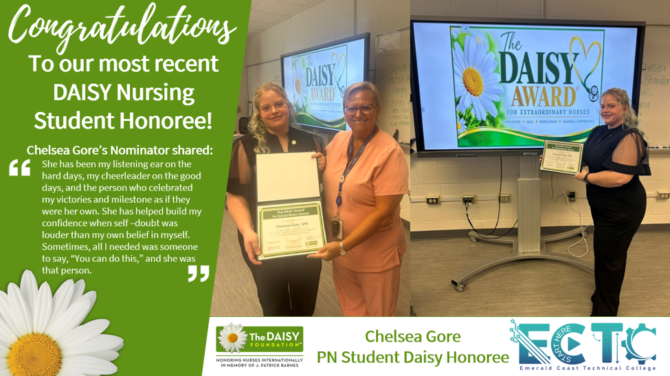 Daisy Award for PN Student, Chelsea Gore, at ECTC