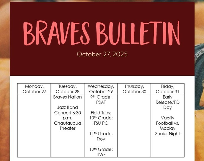 Braves Bulletin 10-27-25