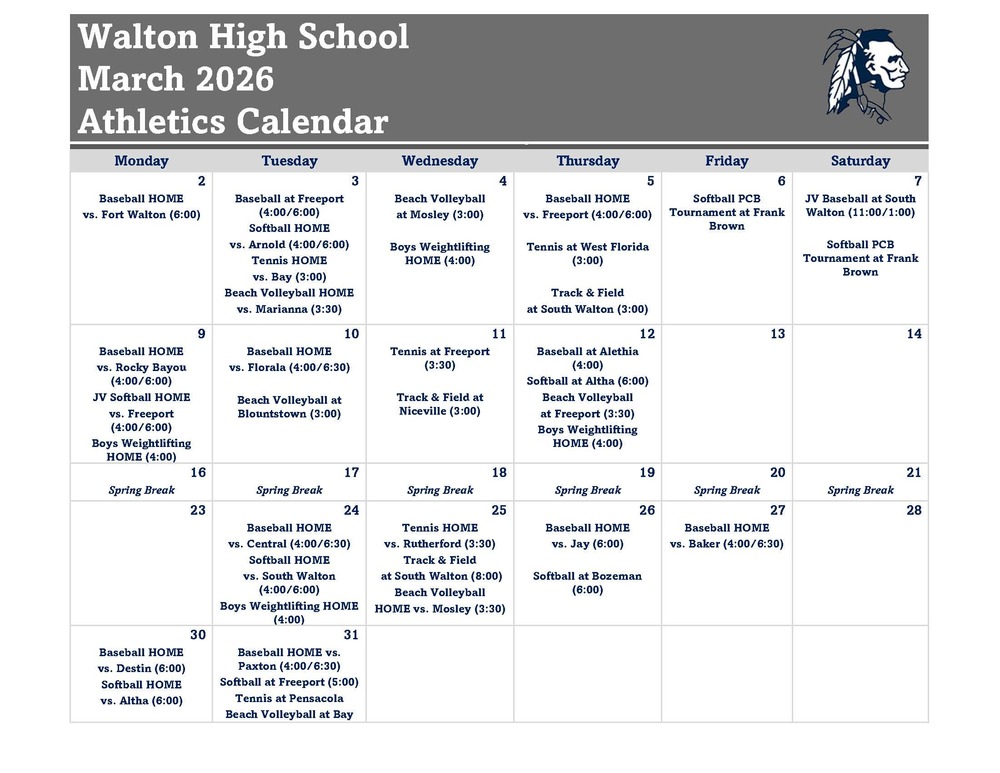 March 2026 Athletics 