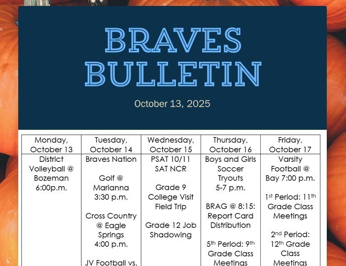 Braves Bulletin 10-13-25