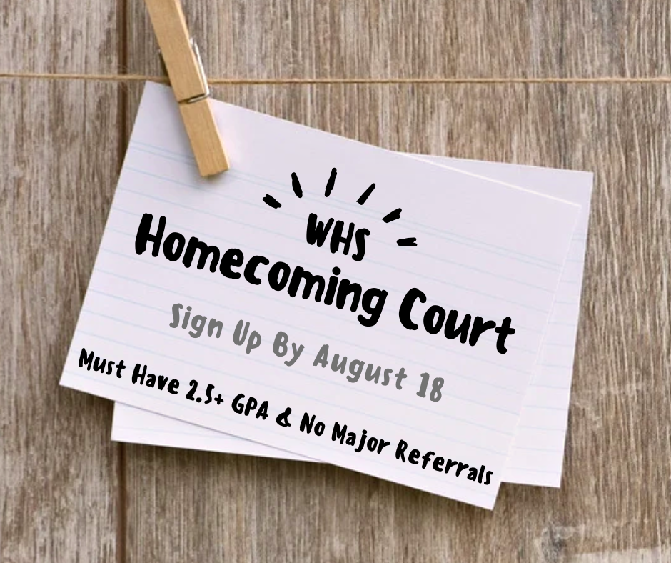 Homecoming Court - Sign Up By Aug. 18