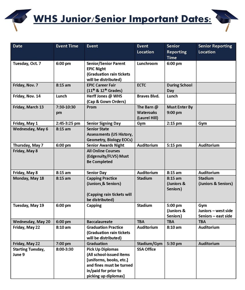 Senior Important Dates 2026