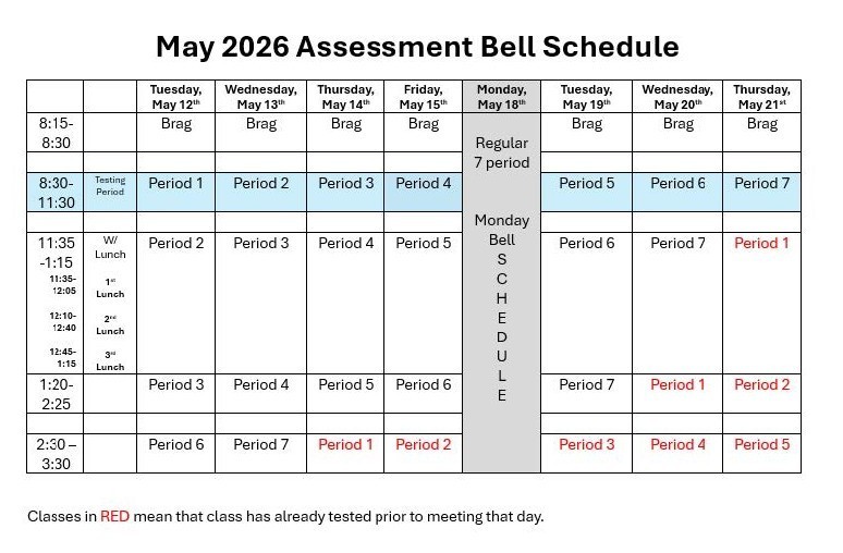 May 2026 Assessment Bell Schedule