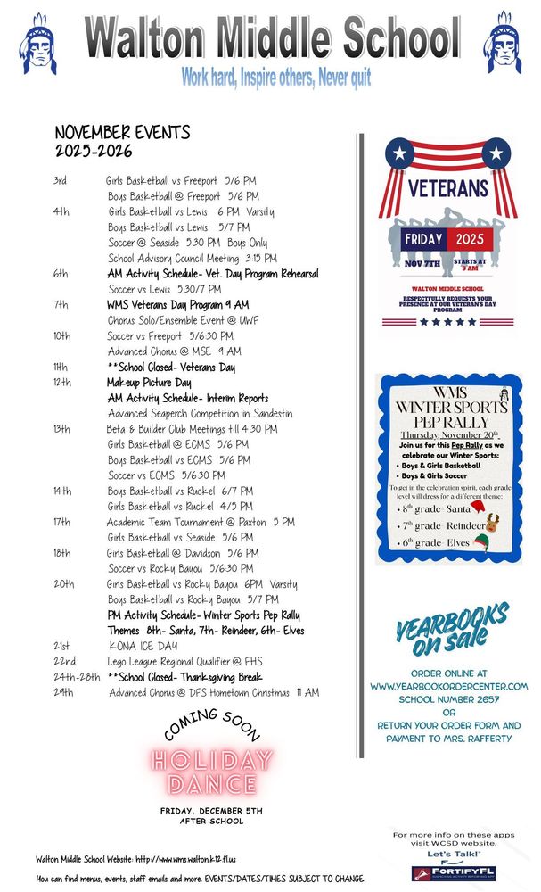 November Calendar of Events