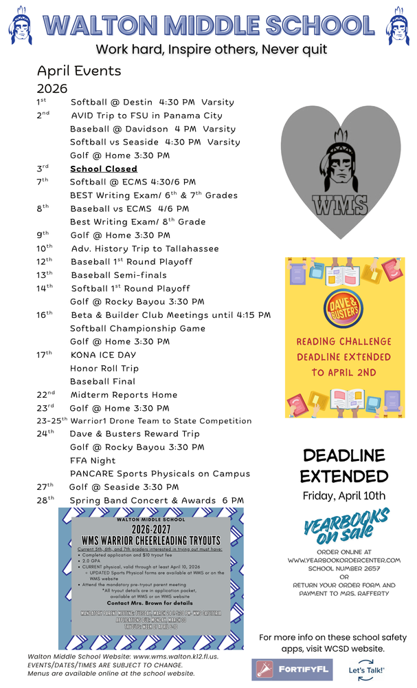 April Calendar of Events