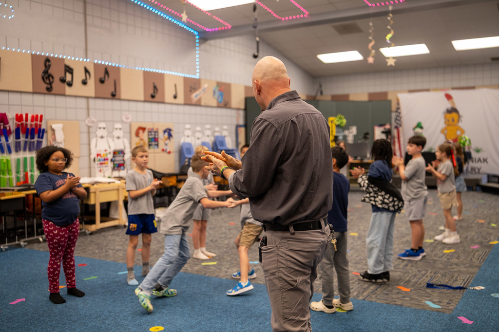 teacher watching over class