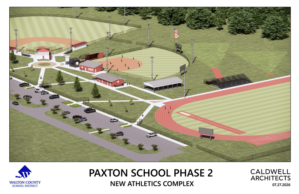Photo of a rendering of Paxton School construction